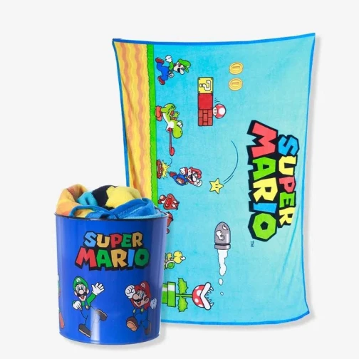 KIT MANTA COM BALDE SUPER MARIO 