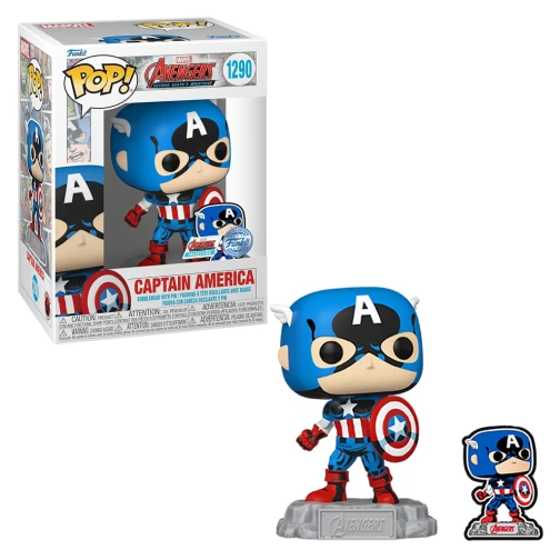 FUNKO POP MARVEL THE AVENGERS EXCLUSIVE - CAPITÃO AMERICA 1290 + PIN