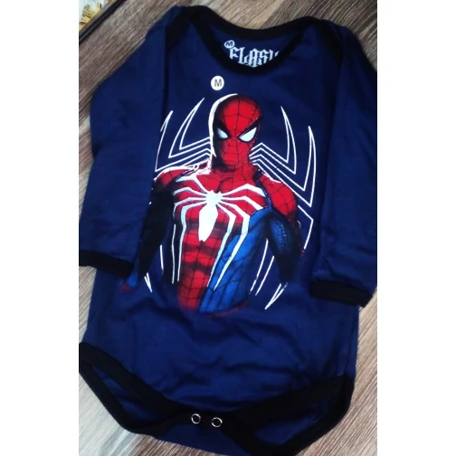 BODY BEBÊ MANGA LONGA ESTAMPA HOMEM-ARANHA 